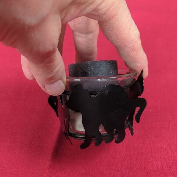 For Kitty Rescue! Vintage Metal Mama Kitty & Kittens Votive Candle Holder - Picture 9 of 16